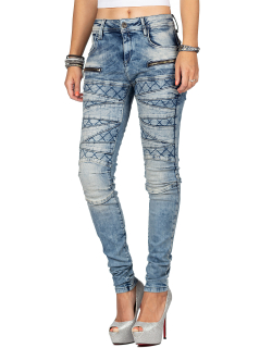 Cipo & Baxx Damen Jeans WD381 Blau W30/L32
