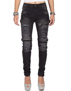 Cipo & Baxx Damen Jeans WD383 Schwarz W27/L32