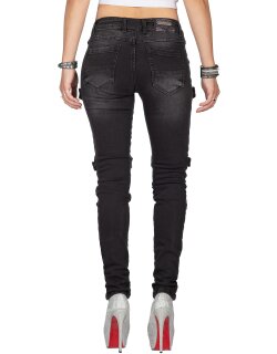 Cipo & Baxx slim fit Jeans Damen Stonewashed WD383 Black W27/L32