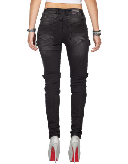 Cipo & Baxx Damen Jeans WD383 Schwarz W30/L32