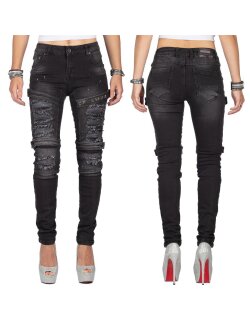 Cipo & Baxx Damen Jeans WD383 Schwarz W27/L34