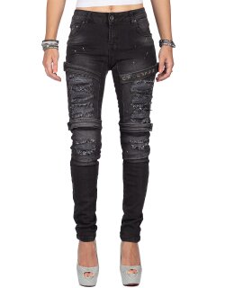 Cipo & Baxx Damen Jeans WD383 Schwarz W27/L34