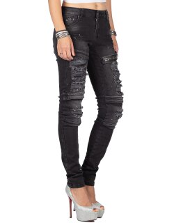 Cipo & Baxx Damen Jeans WD383 Schwarz W27/L34