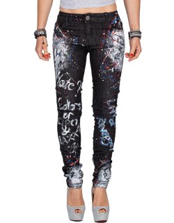 Cipo & Baxx Slim Fit Jeans Damen WD389 Black W27/L34