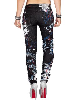 Cipo & Baxx Slim Fit Jeans Damen WD389 Black W27/L34