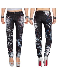 Cipo & Baxx Damen Jeans WD389 Schwarz W28/L34