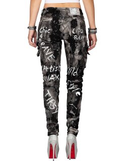 Cipo & Baxx Damen Jeans WD397 Schwarz W30/L32