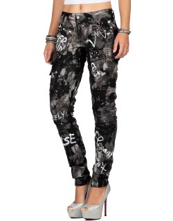 Cipo & Baxx Damen Jeans WD397 Schwarz W30/L32