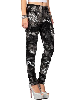 Cipo & Baxx Damen Jeans WD397 Schwarz W30/L32