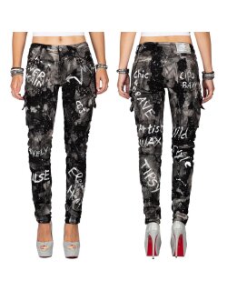 Cipo & Baxx Damen Jeans WD397 Schwarz W27/L34