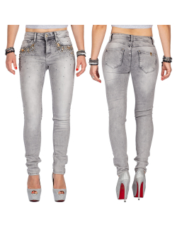 Cipo & Baxx Damen Jeans WD407 Hellgrau W26/L32