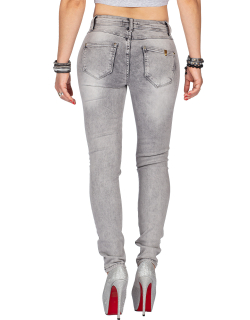 Cipo & Baxx Damen Jeans WD407 Hellgrau W26/L32