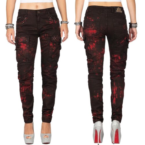 Cipo & Baxx Regular Fit Jeans Damen WD385 Bordeaux W28/L34