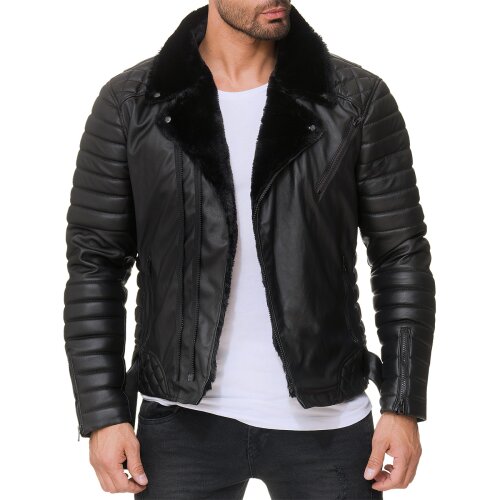 Reichstadt Herren Jacke Schwarz - RS008 PU - Black Zipper M