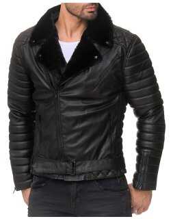 Reichstadt Herren Jacke Schwarz - RS008 PU - Black Zipper M