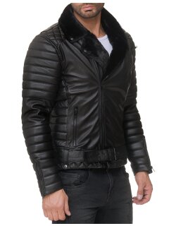 Reichstadt Herren Jacke Schwarz - RS008 PU - Black Zipper M