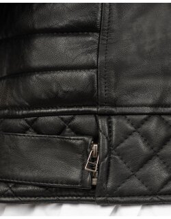 Reichstadt slim fit Echtlederjacke Herren Black Zipper Black M - RS008LUX
