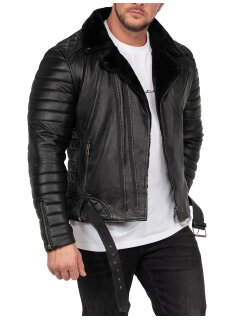 Reichstadt Slim Fit Echtlederjacke Herren Black Zipper RS008LUX Black M