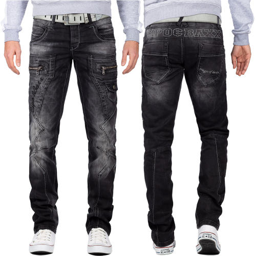 Cipo & Baxx Herren Jeans CD296 Schwarz W38/L32