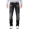 Cipo & Baxx Regular Fit Jeans Herren Stonewashed  CD296 Black W40/L32