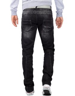 Cipo & Baxx Regular Fit Jeans Herren Stonewashed  CD296 Black W32/L34
