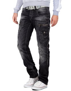 Cipo & Baxx Regular Fit Jeans Herren Stonewashed  CD296 Black W32/L34
