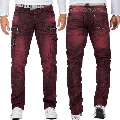 Cipo & Baxx Herren Jeans CD296 Bordeaux W40/L30
