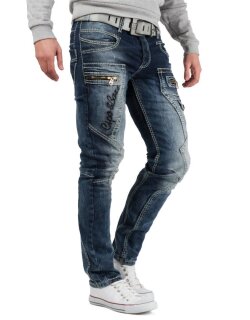 Cipo & Baxx Regular Fit Jeans Herren Stonewashed  CD296 Blue W30/L32