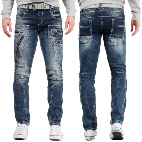Cipo & Baxx Regular Fit Jeans Herren Stonewashed  CD296 Blue W36/L32