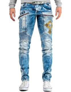Cipo & Baxx Regular Fit Jeans Herren Stonewashed CD293 Blue W36/L32