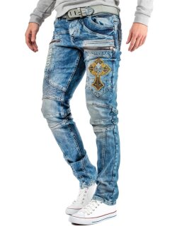 Cipo & Baxx Regular Fit Jeans Herren Stonewashed CD293 Blue W36/L32