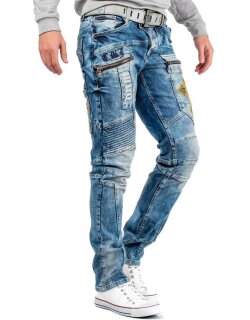 Cipo & Baxx Regular Fit Jeans Herren Stonewashed CD293 Blue W36/L32