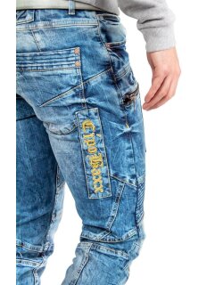 Cipo & Baxx Regular Fit Jeans Herren Stonewashed CD293 Blue W36/L32