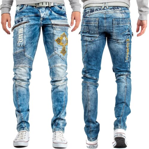 Cipo & Baxx Regular Fit Jeans Herren Stonewashed CD293 Blue W38/L32
