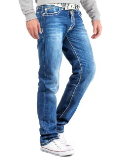 Cipo & Baxx Regular Fit Jeans Herren Stonewashed  C0688 Blue W28/L32