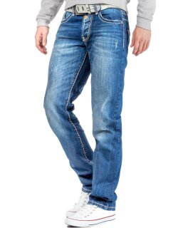 Cipo & Baxx Regular Fit Jeans Herren Stonewashed  C0688 Blue W33/L32
