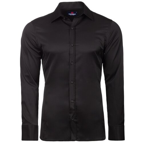 Cipo & Baxx Herren Hemd CH168 Black - Slim Fit - Langarm M