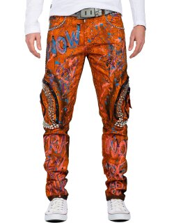 Cipo & Baxx straight fit Jeans Herren Stonewashed CD634 Orange W38/L32