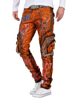 Cipo & Baxx straight fit Jeans Herren Stonewashed CD634 Orange W38/L32