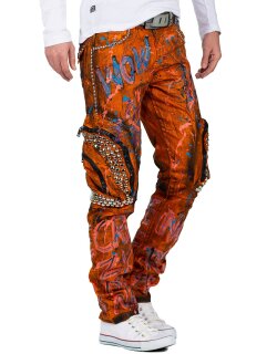 Cipo & Baxx straight fit Jeans Herren Stonewashed CD634 Orange W38/L32