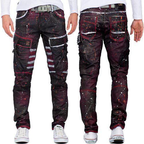 Cipo & Baxx straight fit Jeans Herren Mid Waist CD636 Bordeaux W40/L34