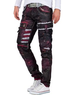 Cipo & Baxx straight fit Jeans Herren Mid Waist CD636 Bordeaux W40/L34