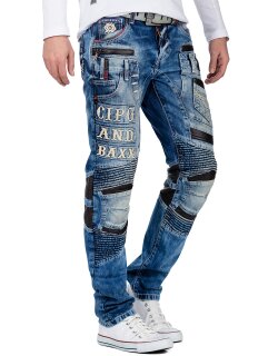 Cipo & Baxx slim fit Jeans Herren Stonewashed CD637 Blue W40/L34