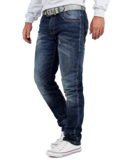 Cipo & Baxx Regular Fit Jeans Herren Stonewashed CD186A Blue W34/L30