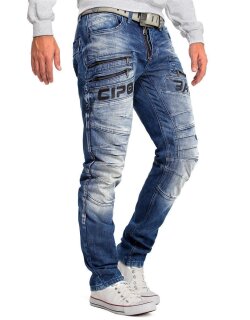 Cipo & Baxx Regular Fit Hose Herren Stonewashed Blau W40/L32 - CD491