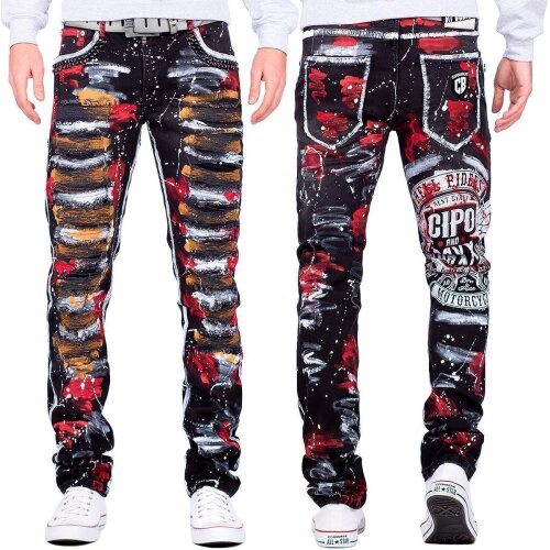 Cipo & Baxx straight fit Jeans Herren Denim CD715 Black W40/L32