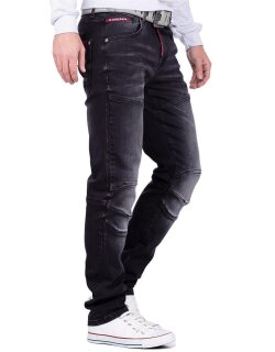 Cipo & Baxx straight fit Jeans Herren Stonewashed CD699 Black W34/L32