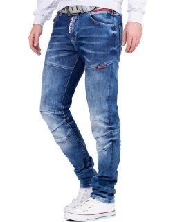 Cipo & Baxx straight fit Jeans Herren Stonewashed CD698 Blue W33/L34