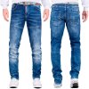 Cipo & Baxx straight fit Jeans Herren Stonewashed CD698 Blue W33/L34