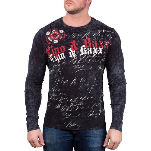 Cipo & Baxx regular fit Longsleeve Herren  CL489 Black M